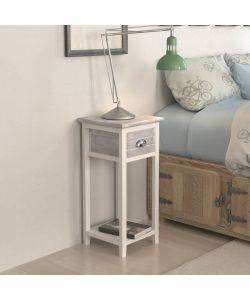 vidaXL Comodino Grigio e Bianco con 1 Cassetto - Design Elegante