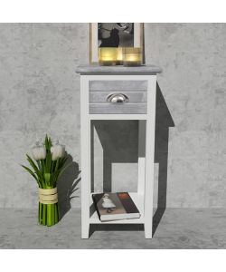 vidaXL Comodino Grigio e Bianco con 1 Cassetto - Design Elegante