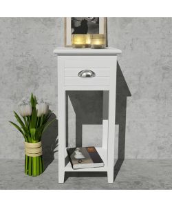 vidaXL Comodino Bianco con 1 Cassetto - Design Elegante e Semplice