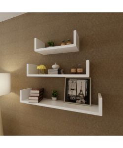 3 Mensole per pareti Bianche MDF per Libri/DVD