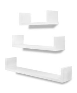 3 Mensole per pareti Bianche MDF per Libri/DVD
