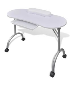 Tavolo Pieghevole per Manicure con Rotelle Bianco