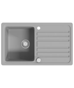 Lavandino cucina granito singolo con scolapiatti reversibile grigio