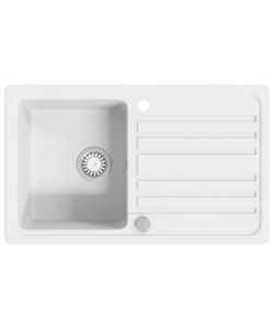Lavandino cucina granito lavello singolo scolapiatti reversibile crema