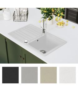 Lavandino cucina granito lavello singolo scolapiatti reversibile crema