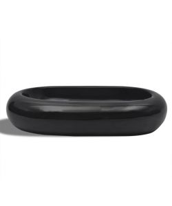 Lavandino da bagno in ceramica ovale nero