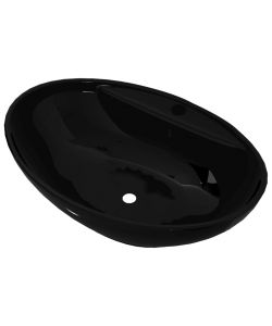 Lavandino per bagno in Ceramica nera ovale con Foro di trabocco