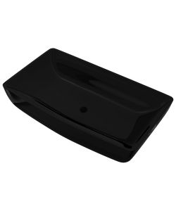 Lavandino da bagno in ceramica nera rettangolare