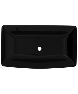 Lavandino da bagno in ceramica nera rettangolare