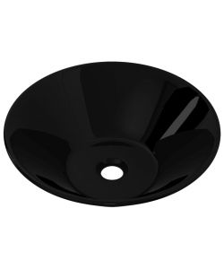 Lavandino da bagno in ceramica nera rotondo