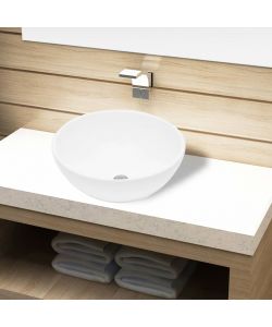 Lavandino da Bagno in Ceramica Bianca Rotondo