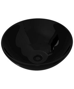 Lavandino da bagno in ceramica nera rotondo