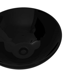 Lavandino da bagno in ceramica nera rotondo