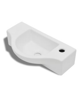 Lavandino Bagno in Ceramica con Foro per Rubinetto Bianco