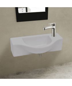 Lavandino Bagno in Ceramica con Foro per Rubinetto Bianco