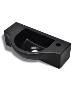 Lavandino Bagno in Ceramica Nera con Foro per Rubinetto