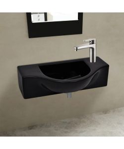 Lavandino Bagno in Ceramica Nera con Foro per Rubinetto