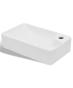 Lavandino Bagno in Ceramica Bianca con Foro per Rubinetto