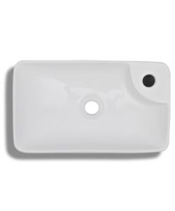 Lavandino Bagno in Ceramica Bianca con Foro per Rubinetto