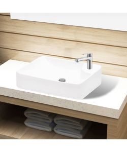Lavandino Bagno in Ceramica Bianca con Foro per Rubinetto