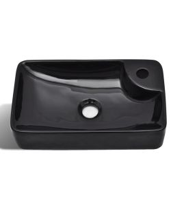 Lavandino Bagno in Ceramica Nera con Foro per Rubinetto