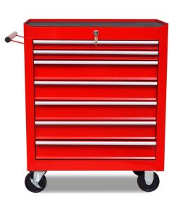  Carrello Portautensili con 7 Cassetti Rosso per Garage