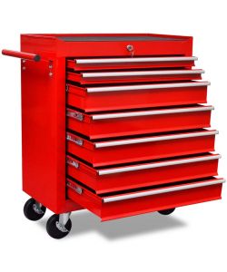  Carrello Portautensili con 7 Cassetti Rosso per Garage