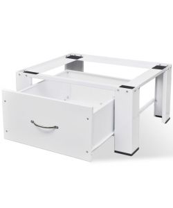 vidaXL Supporto Alzatina con Cassetto per Lavatrice Bianco - 63x54x31 cm - Antiscivolo - 100 kg