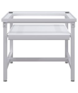 vidaXL Supporto Alzatina Lavatrice Bianco con Mensola Estraibile - 60x56,5x53,5 cm - Resistente fino a 100 kg