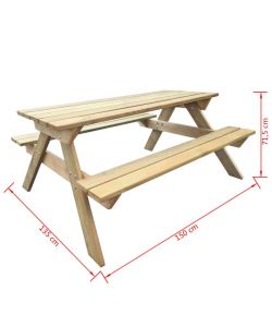 vidaXL Tavolo da Picnic in Legno - Verde - 150x135x71,5 cm