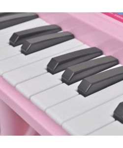 Gioco Bambini Tastiera con Sgabello/Microfono 37 Tasti Rosa