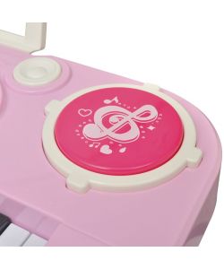 Gioco Bambini Tastiera con Sgabello/Microfono 37 Tasti Rosa