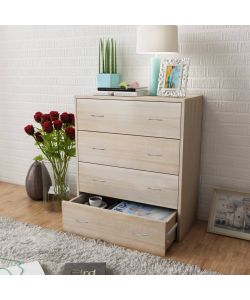 Credenza con 4 Cassetti 60x30,5x71 cm Colore Rovere