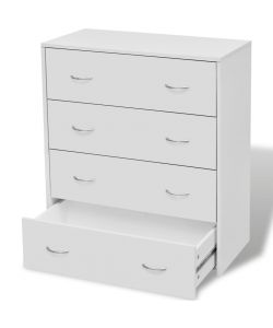 Credenza con 4 Cassetti 60x30,5x71 cm Bianca