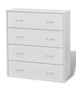 Credenza con 4 Cassetti 60x30,5x71 cm Bianca