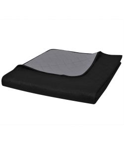 Copriletto Trapuntato a Doppia Faccia Nero/Grigio 220 x 240 cm