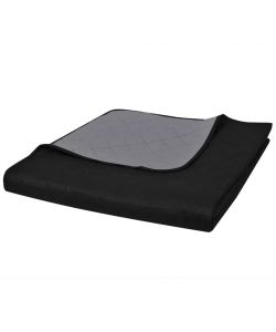 Copriletto Trapuntato a Doppia Faccia Nero/Grigio 230 x 260 cm 130885
