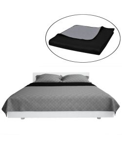 Copriletto Trapuntato a Doppia Faccia Nero/Grigio 230 x 260 cm 130885