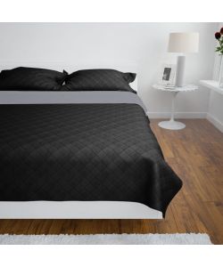 Copriletto Trapuntato a Doppia Faccia Nero/Grigio 230 x 260 cm 130885