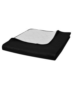 Copriletto Trapuntato a Doppia Faccia Nero/Grigio 230 x 260 cm 130888