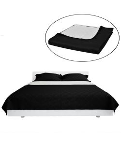 Copriletto Trapuntato a Doppia Faccia Nero/Grigio 230 x 260 cm 130888