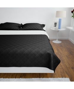 Copriletto Trapuntato a Doppia Faccia Nero/Grigio 230 x 260 cm 130888