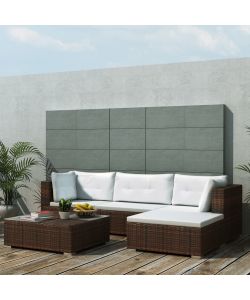 Set Divani da Giardino 5 pz con Cuscini in Polyrattan Marrone