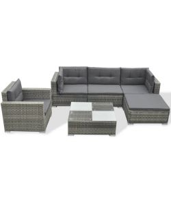 vidaXL Set Divani da Giardino in Polyrattan - Grigio - 6 pezzi