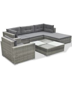 vidaXL Set Divani da Giardino in Polyrattan - Grigio - 6 pezzi