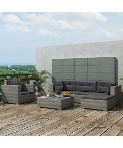 vidaXL Set Divani da Giardino in Polyrattan - Grigio - 6 pezzi
