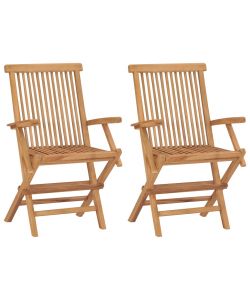 Sedie da Giardino Pieghevoli 2 pz in Legno Massello di Teak