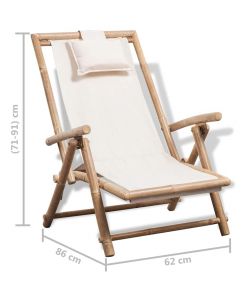 vidaXL Sedia da Giardino in Bamb - Bianca