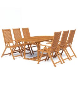 vidaXL Set da Pranzo Giardino in Legno di Acacia - Marrone - 7 Pezzi