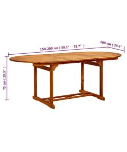 vidaXL Tavolo da Giardino in Legno di Acacia - Marrone - 200x100 cm